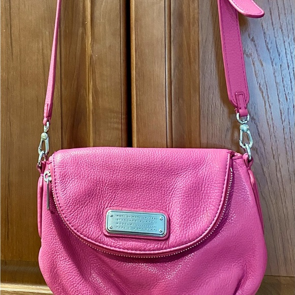 Beautiful bubble-gum pink cross body leather workwear bag...